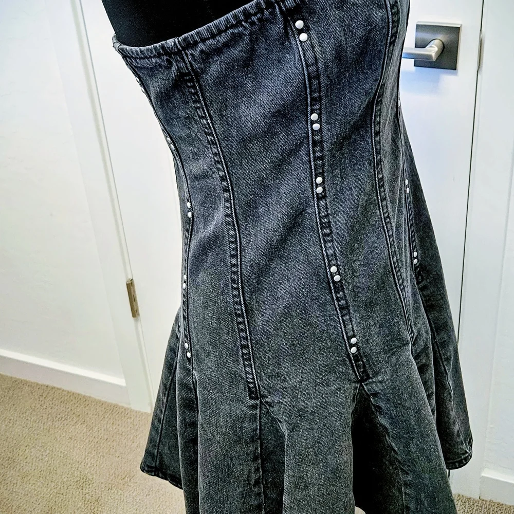 Wild Fable Black Denim Backless Dress, size S